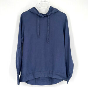 Saks‎ fifth Avenue Top womens S Blue Linen Hoodie Lightweight Classic Coastal
